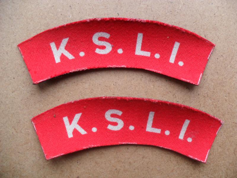 WW2  K.S.L.I  Printed Shoulder Titles