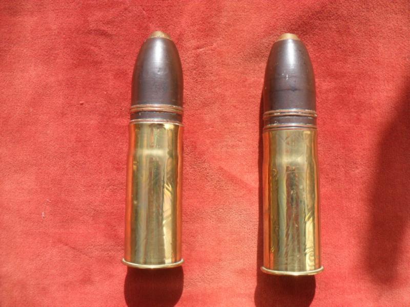 Inert Pair  WW1 French 37mm Trench Art Pom Pom Gun Rounds