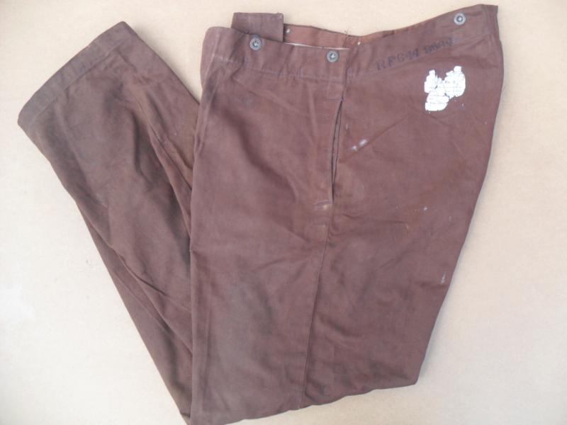 Rare WW1 Period British Brown Cotton Drill Coverall Trousers 