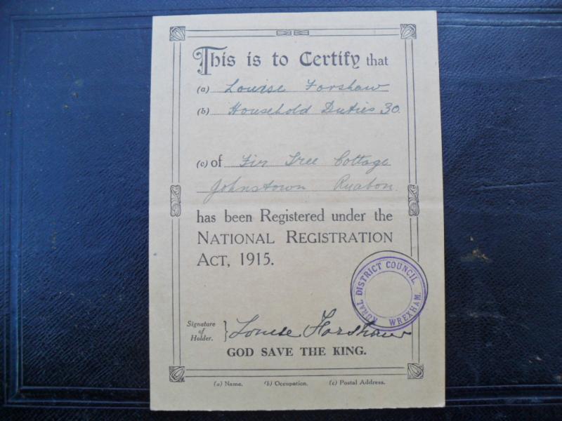 1915 National Registration Card