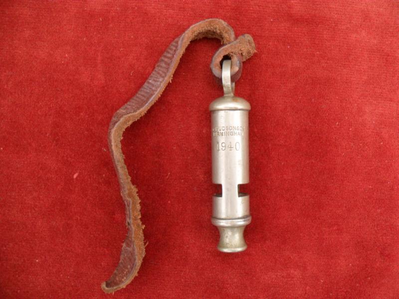 1940 British Ordnance Issue Whistle & Button Tab