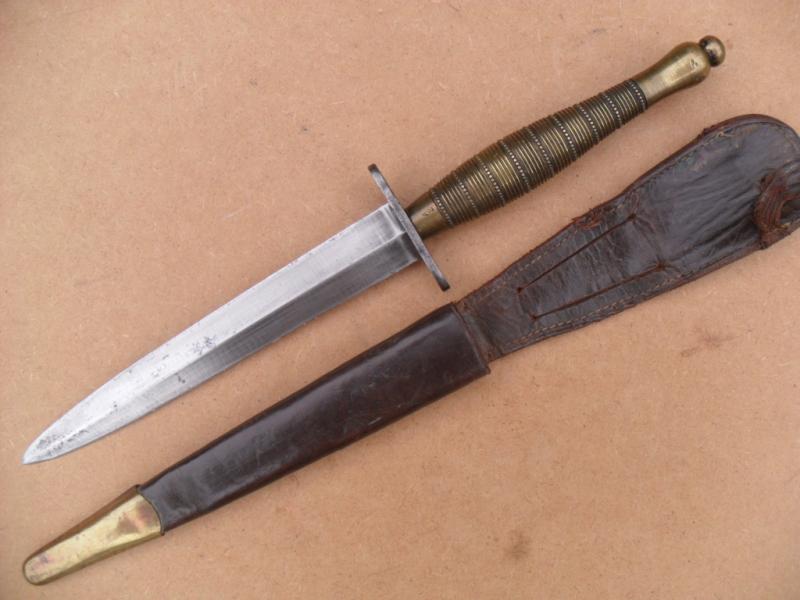 WWII British Ribbed & Beaded F/S Fighting Knife