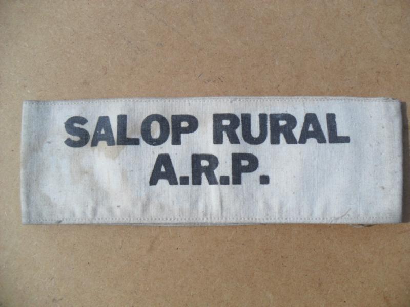 Rare WWII Salop Rural  A.R.P Armband