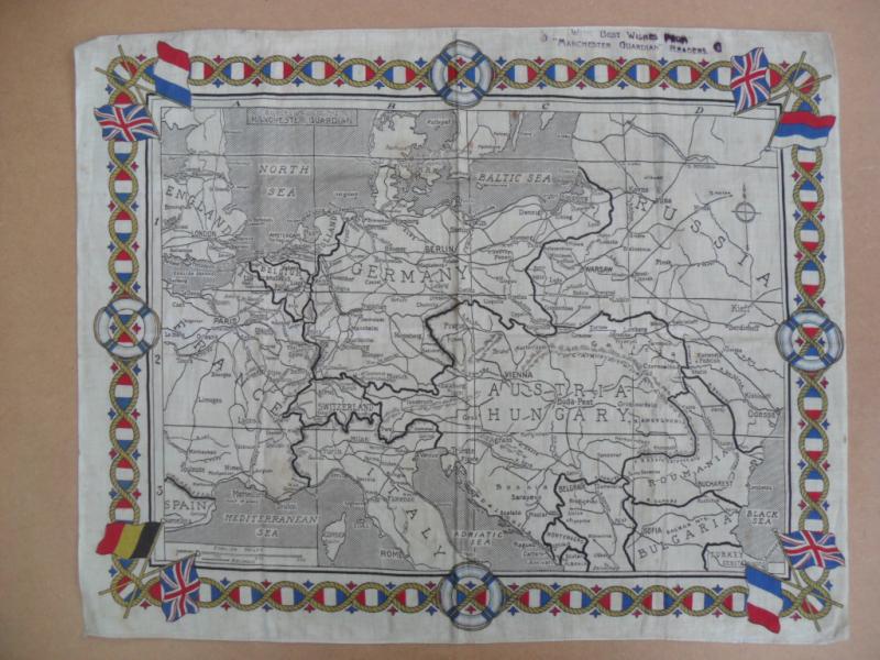 WW1 Cloth Map of Europe (Gifted to Troops from Manchester Guardian)