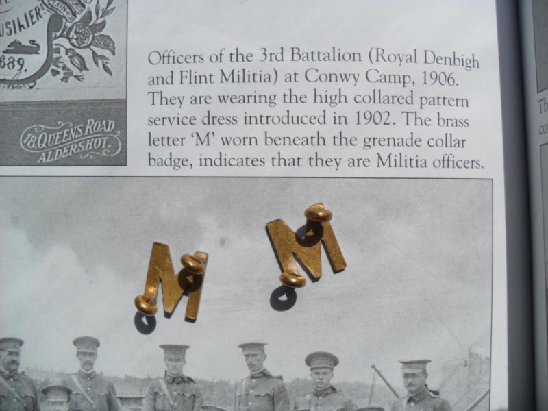 Scarce Late Victorian/ Edwardian Militia Officer`s Letter 'M` Collar Badges