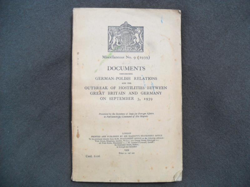 Scarce 1939 Outbreak of Hostilites Documents Booklet