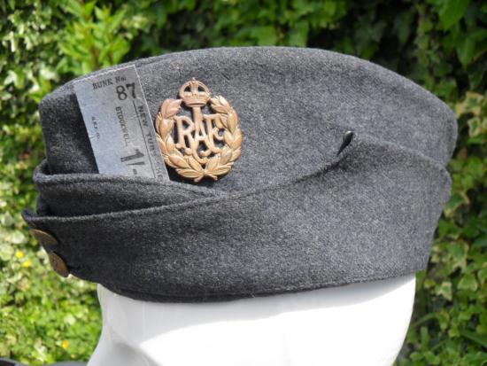 1945 RAF O/A Side Cap (With Concealed Shelter Ticket)