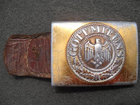 Early Kriegsmarine Gilt Belt Buckle with KM Marked Tab