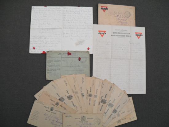 WW1 Royal Warwickshire Regiment Ephemera Group (Letters Home & 14 British Army Censor Postcards)