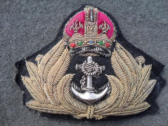 WW1-WW2 Royal Navy Officer's Bullion Cap Badge