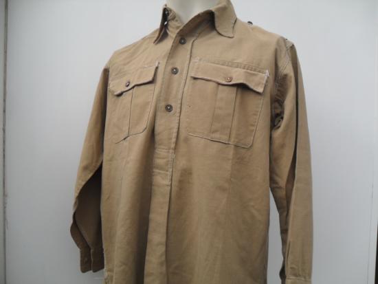 1942 Dated British Khaki Half-Front Cellular Tropical Shirt