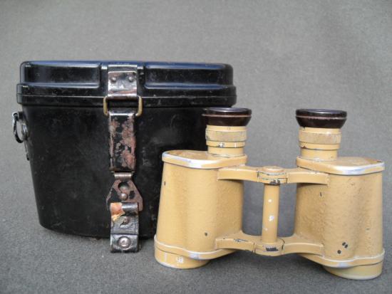 WW2 German 6 x 30 Tan Binoculars + Bakelite Case