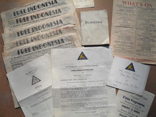 1945-46 Period 26th Indian Division Ephemera Grouping (Sumatra)
