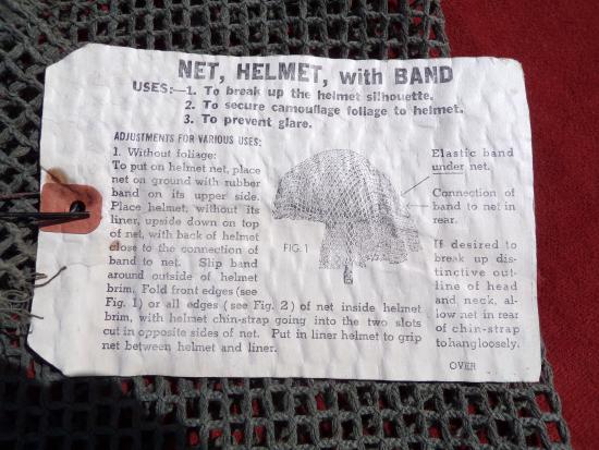 Unissued Late WW2 U.S M1 Helmet Net With Instruction Tag