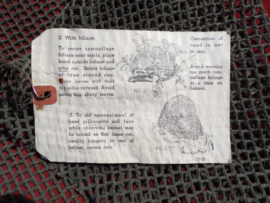 Unissued Late WW2 U.S M1 Helmet Net With Instruction Tag
