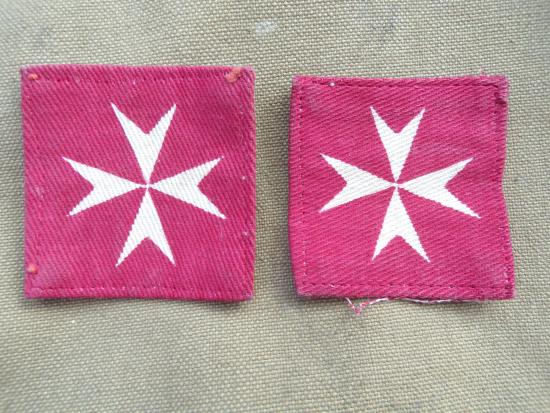 Pair British Troop Malta Garrison Printed Formation Signs