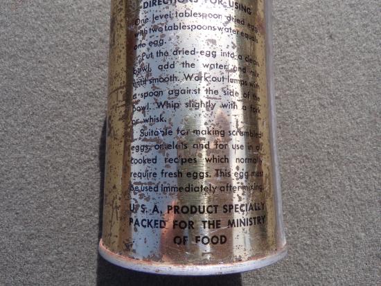 WW2 U.S. Produced Ration Can Pure-Dried Whole Eggs (Sealed Tin)