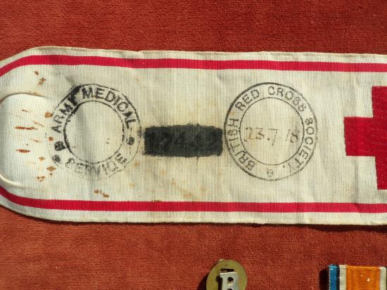 WW1 1918 British Red Cross / Army Medical Service Armband & Extra's