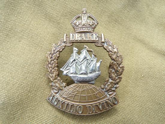 WW1 Royal Naval Division (1st Drake) Cap Badge A/F